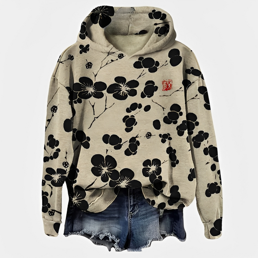 Emelyn - Bluza z kapturem w kwiaty elegancka dla kobiet