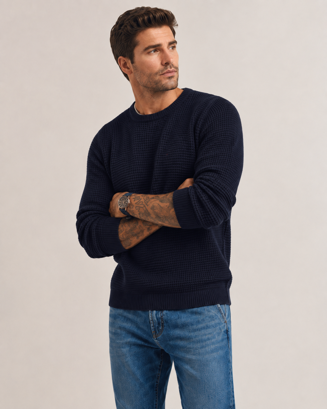 Sweter męski z długim rękawem do jesiennych stylizacji