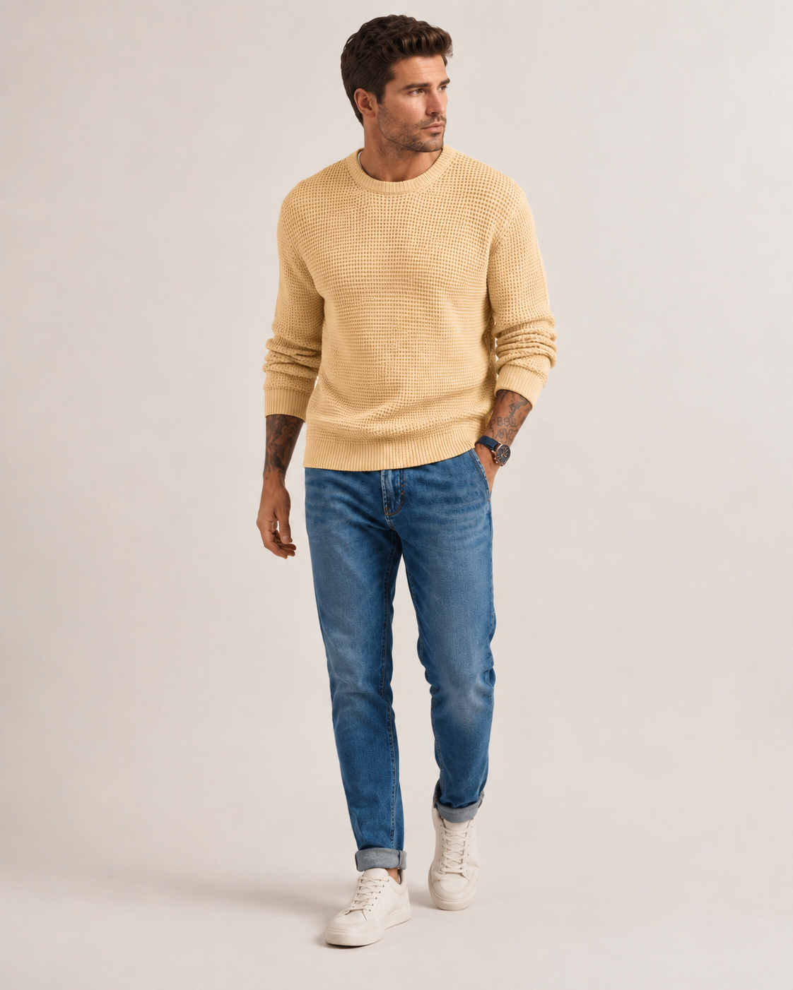 Dzianinowy sweter męski o klasycznym fasonie