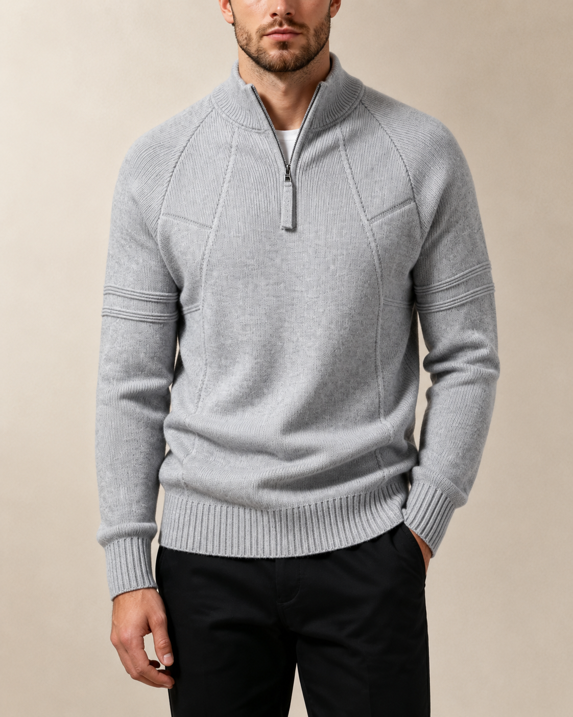 Dopasowany Sweter Dzianinowy Z Zamkiem