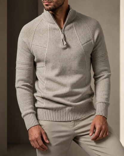 Dopasowany Sweter Dzianinowy Z Zamkiem