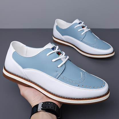 Eleganckie męskie buty brogsy ze skóry z perforowanymi detalami