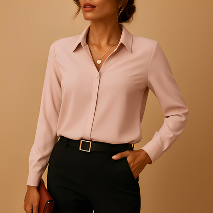 Aldith - Bluzka elegancka z długimi rękawami i jednolita dla kobiet
