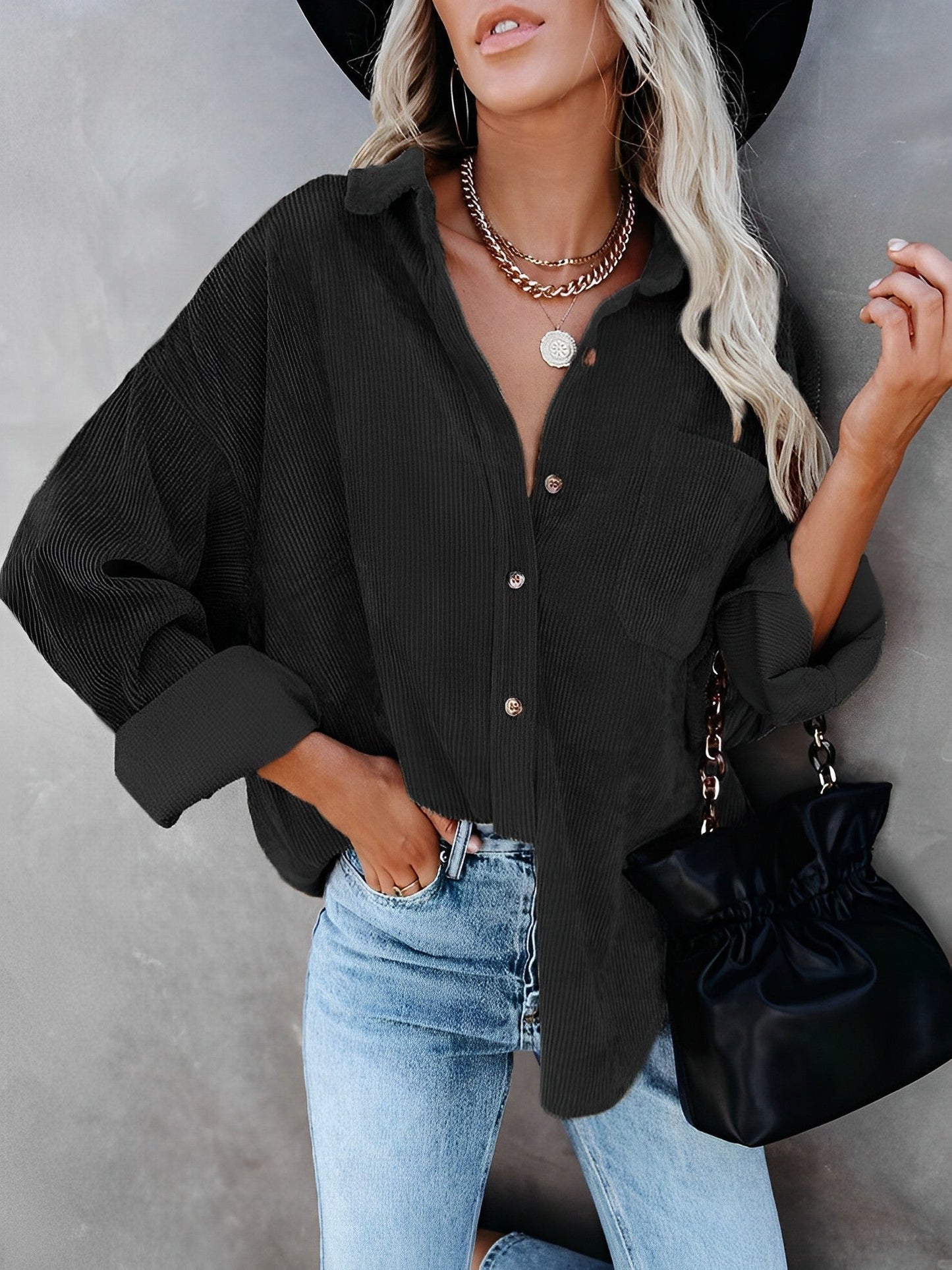 Filena - Sztruksowa kurtka z guzikami