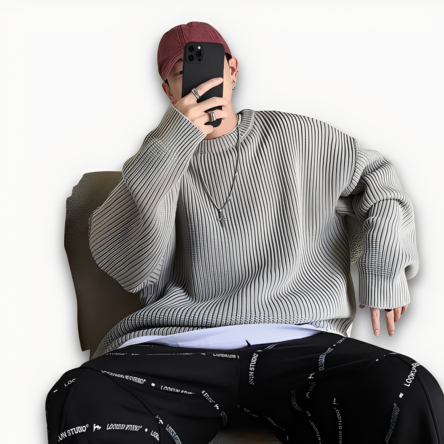 Abdias - Sweter oversize z dzianiny dla mężczyzn