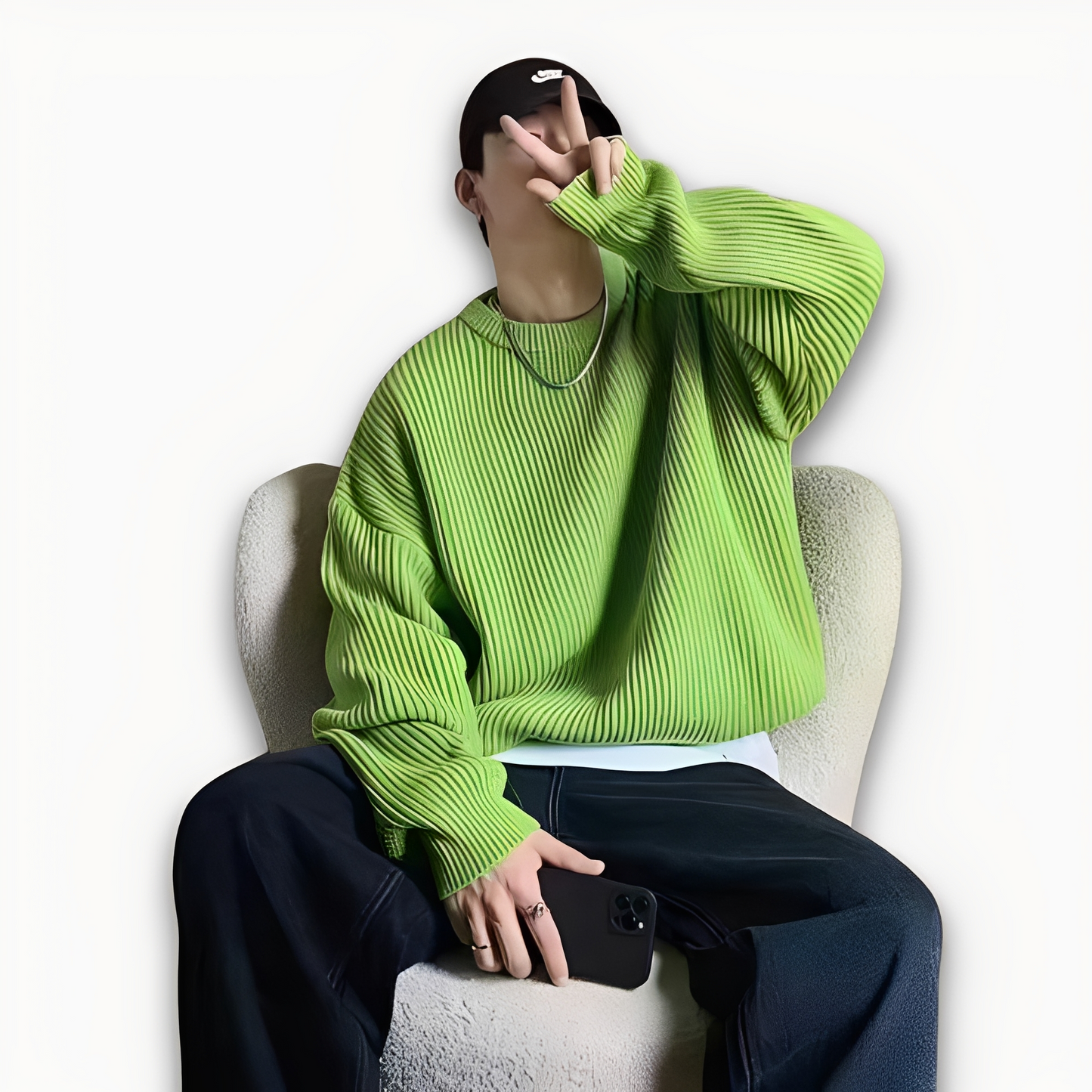 Abdias - Sweter oversize z dzianiny dla mężczyzn