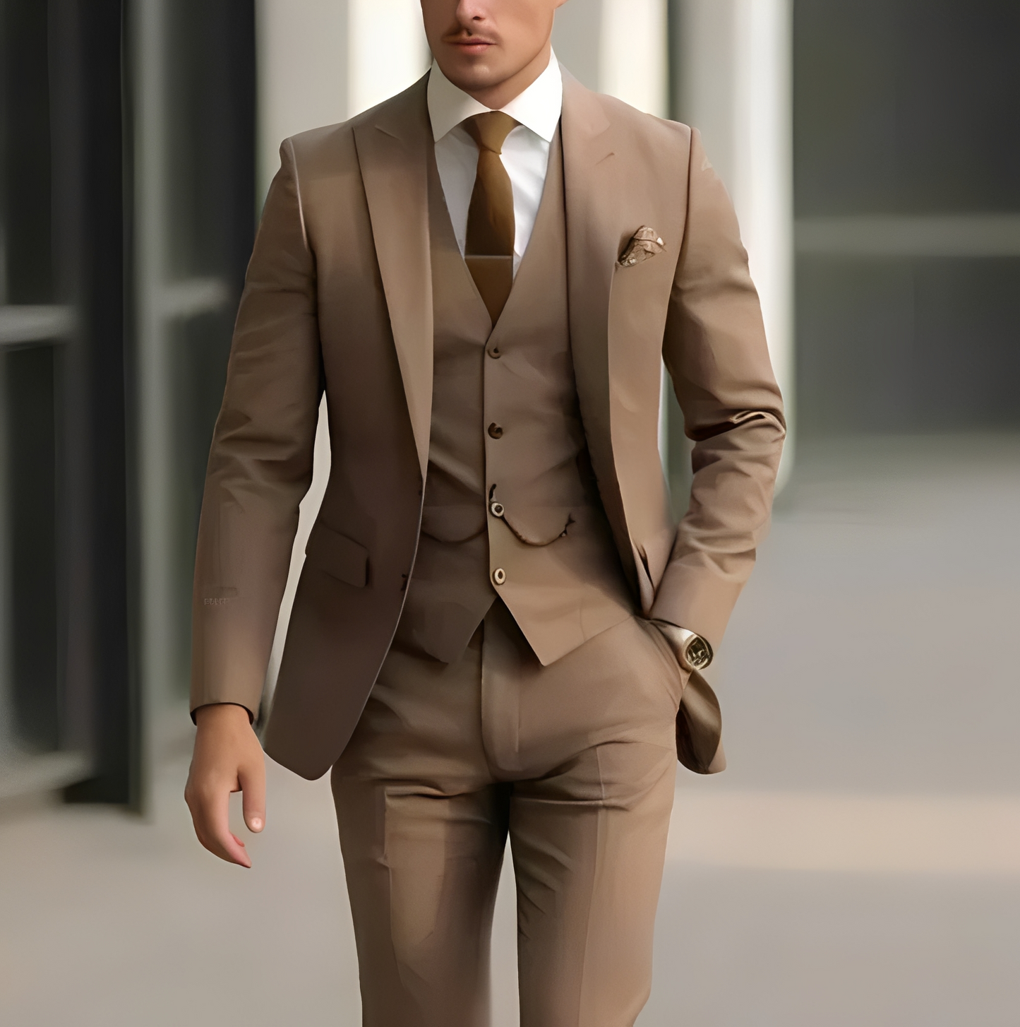 Abenner - Zestaw formalny trzyczęściowy slim fit dla mężczyzn