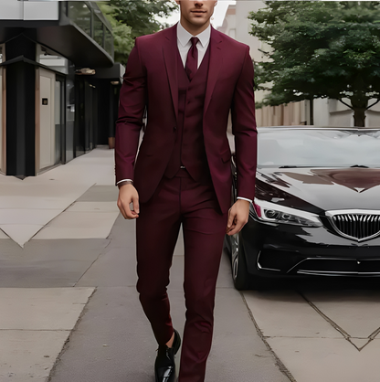 Abenner - Zestaw formalny trzyczęściowy slim fit dla mężczyzn