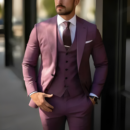 Abenner - Zestaw formalny trzyczęściowy slim fit dla mężczyzn
