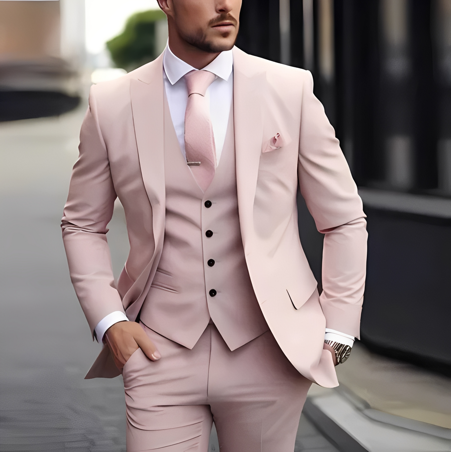 Abenner - Zestaw formalny trzyczęściowy slim fit dla mężczyzn