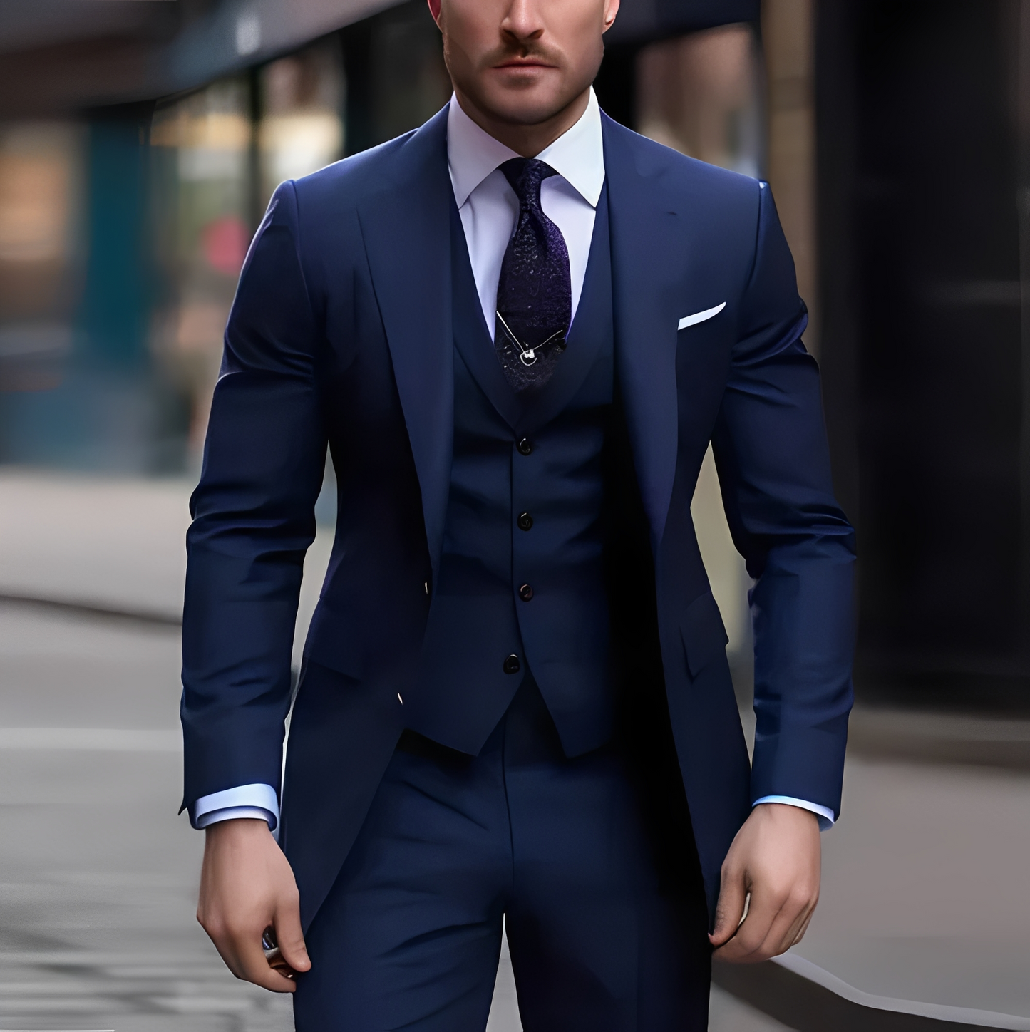 Abenner - Zestaw formalny trzyczęściowy slim fit dla mężczyzn