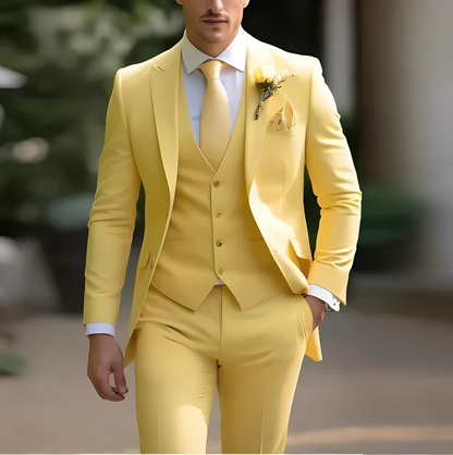 Abenner - Zestaw formalny trzyczęściowy slim fit dla mężczyzn