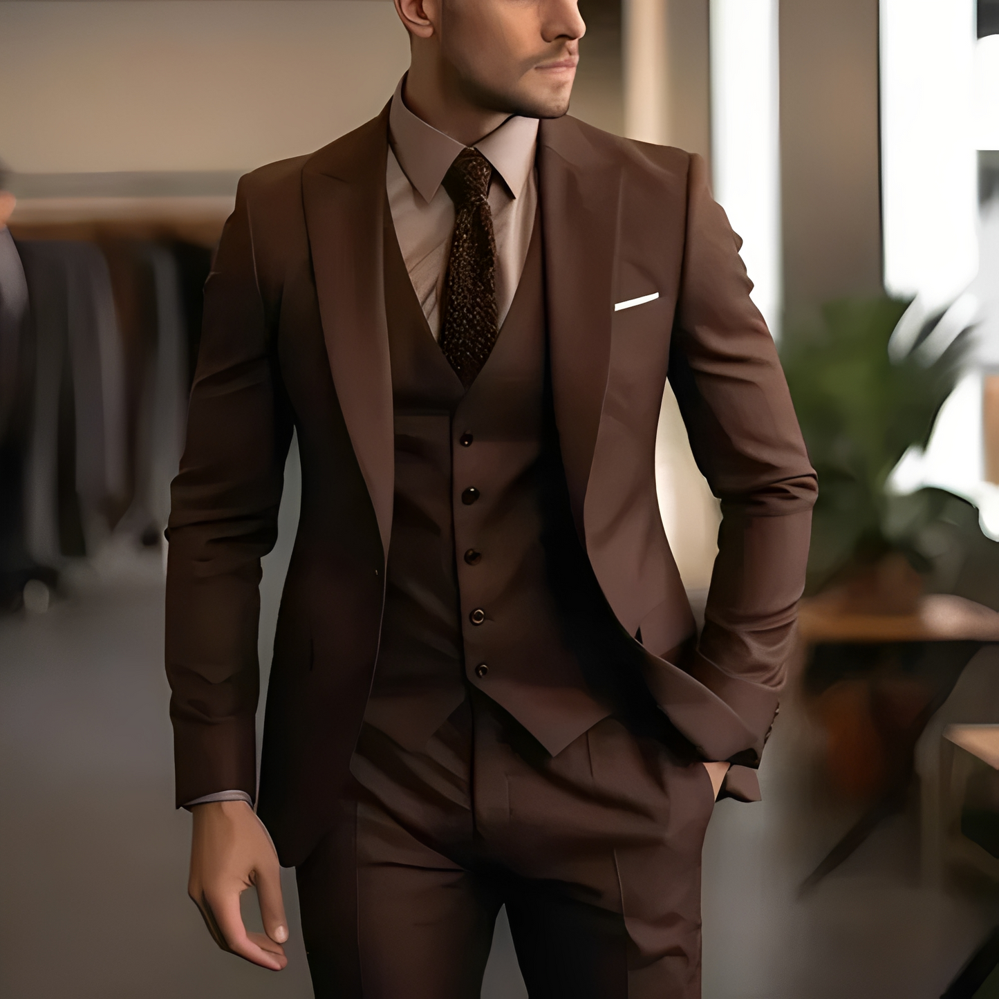 Abenner - Zestaw formalny trzyczęściowy slim fit dla mężczyzn
