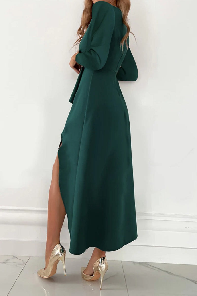 Shannon - Elegancka sukienka jednolita plisowana