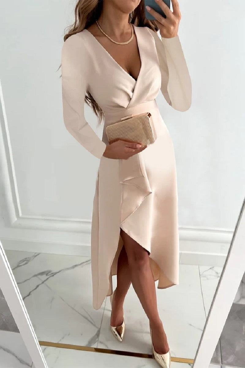 Shannon - Elegancka sukienka jednolita plisowana