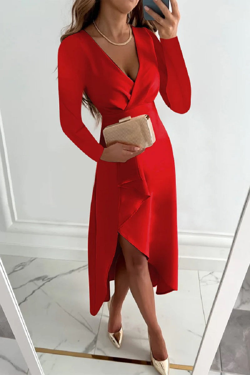 Shannon - Elegancka sukienka jednolita plisowana