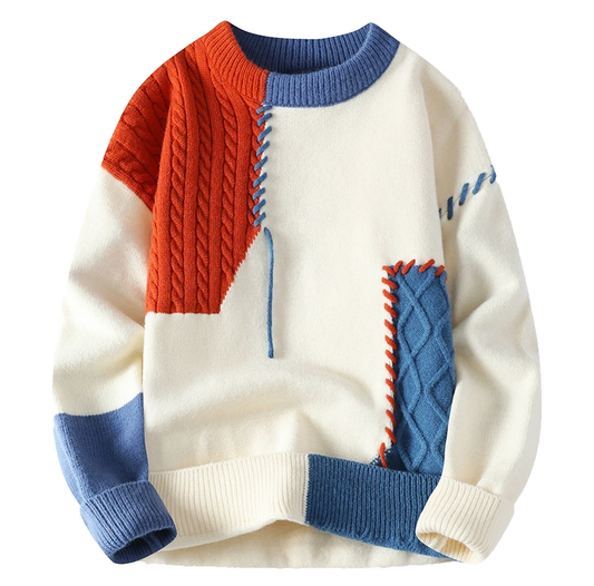Timo – Męski sweter z patchworkiem