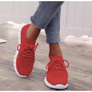 Damskie Lekkie Sneakersy Dzianinowe Z Siateczkową Cholewką