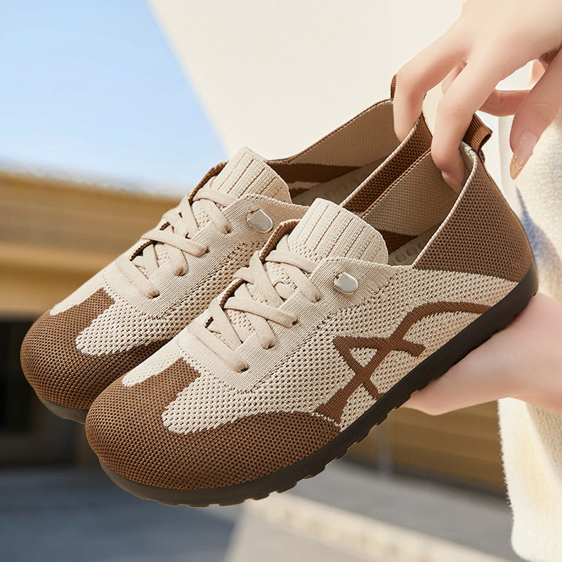 Damskie dzianinowe sneakersy wsuwane z elastyczną cholewką