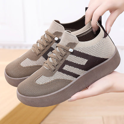 Damskie dzianinowe sneakersy wsuwane na platformie