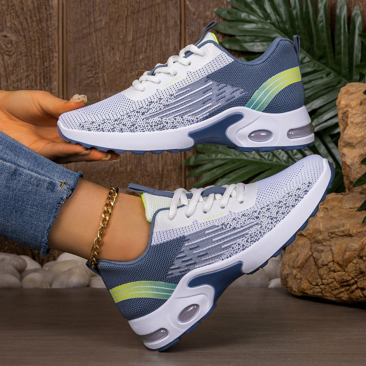 Męskie sneakersy dzianinowe z widoczną komorą amortyzacji powietrznej