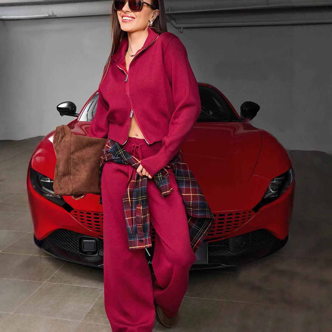Loungewear damski z kardiganem i spodniami z wysokim stanem