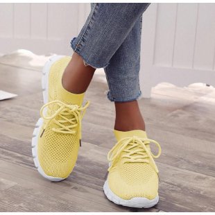 Damskie Lekkie Sneakersy Dzianinowe Z Siateczkową Cholewką
