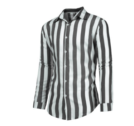 Męska Koszula Slim Fit W Pionowe Paski Z Kołnierzykiem Kent