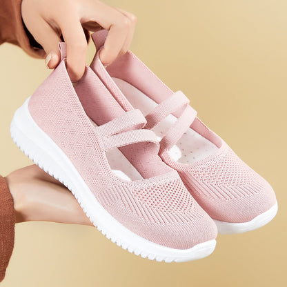 Damskie dzianinowe sneakersy Mary Jane Slip On z elastycznymi paskami