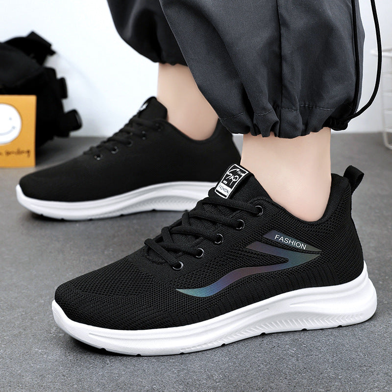 Dzianinowe sneakersy unisex pokazane z boku, z elastyczną cholewką