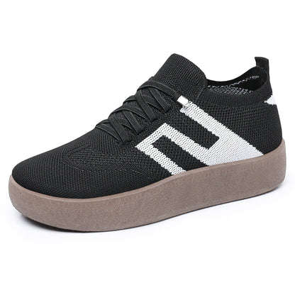 Damskie Dzianinowe Sneakersy Wsuwane Na Platformie