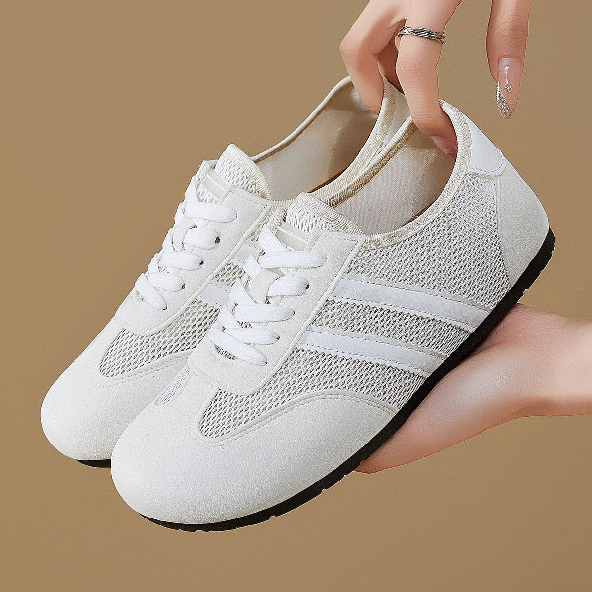 Damskie sneakersy retro low top z przewiewnej siateczki