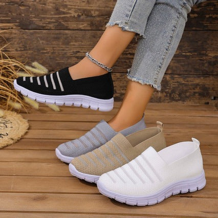 Damskie dzianinowe sneakersy wsuwane z lekką podeszwą