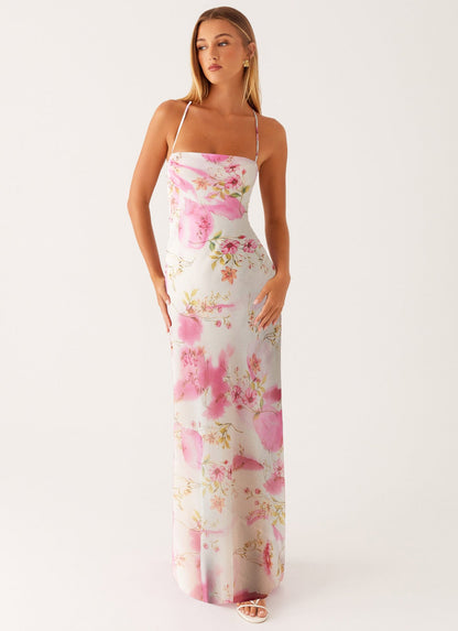 Letnia sukienka maxi damska w kwiaty, bez rękawów, boho