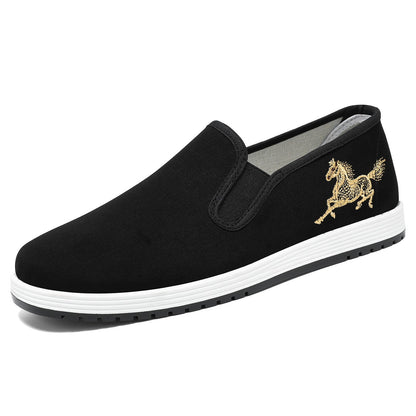 Damskie Wsuwane Sneakersy Płócienne Z Haftem Konia