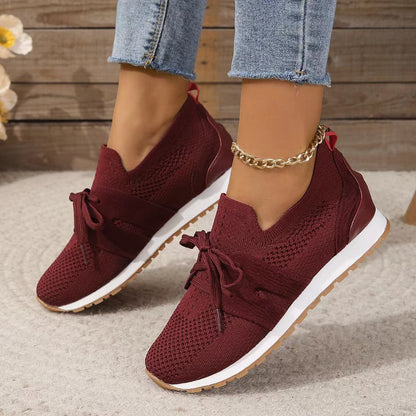 Damskie lekkie sneakersy dzianinowe z wkładką Memory – widok z boku