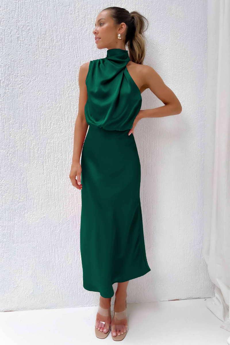 Elianna – Sukienka midi elegancka z asymetrycznym dekoltem