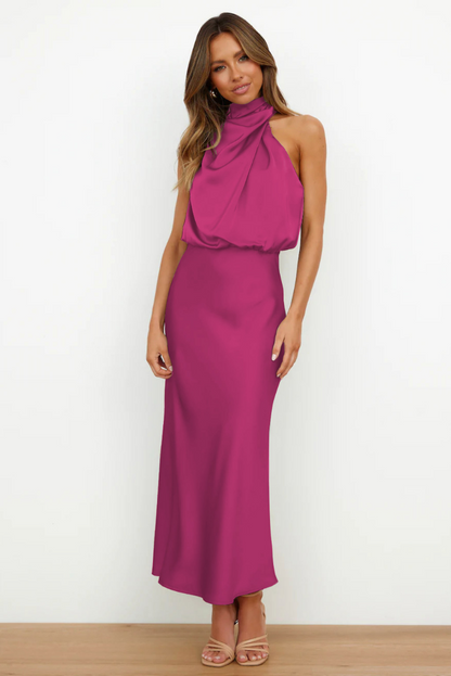 Elianna – Sukienka midi elegancka z asymetrycznym dekoltem