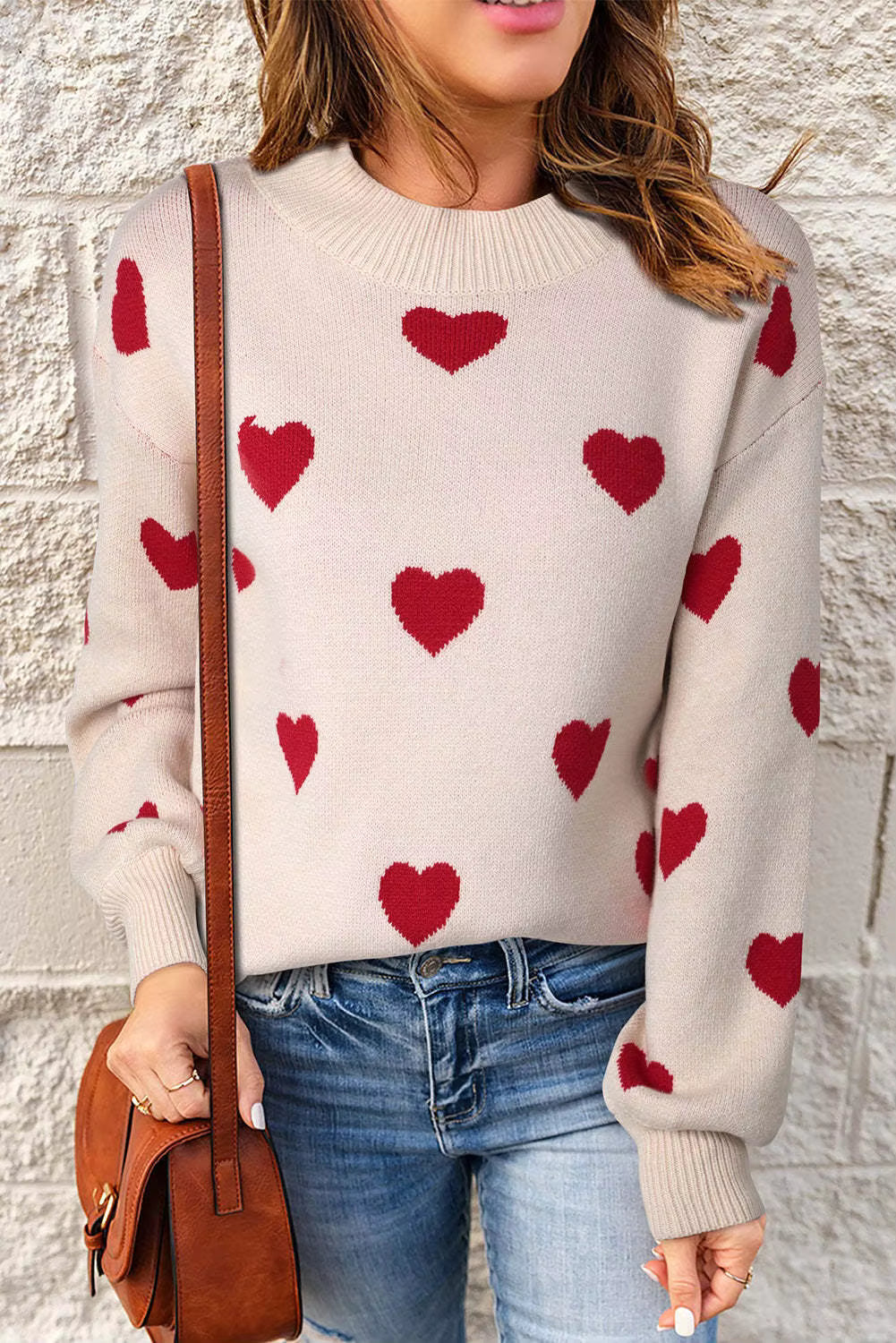 Damski Sweter Z Motywem Serc