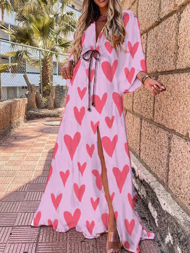 Romina - Sukienka Maxi Lekka z Paskiem w Talii