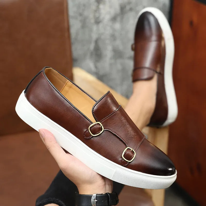 Jerald - Męskie loafers w casualowym stylu skórzanym