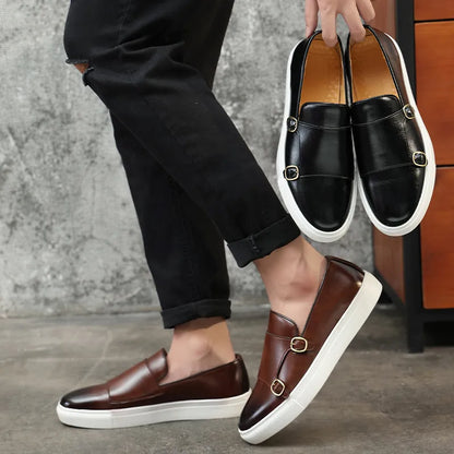 Jerald - Męskie loafers w casualowym stylu skórzanym
