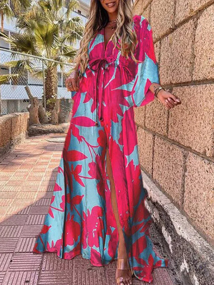 Romina - Sukienka Maxi Lekka z Paskiem w Talii