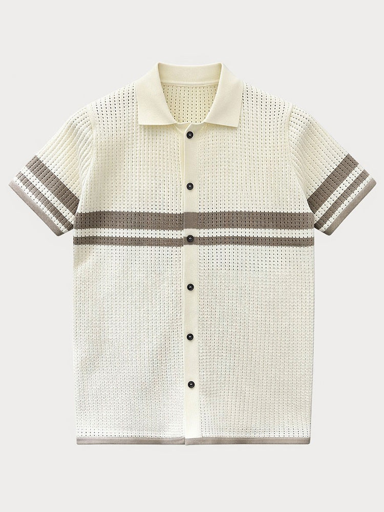 Męska koszulka polo w paski z krótkim rękawem w stylizacji casual