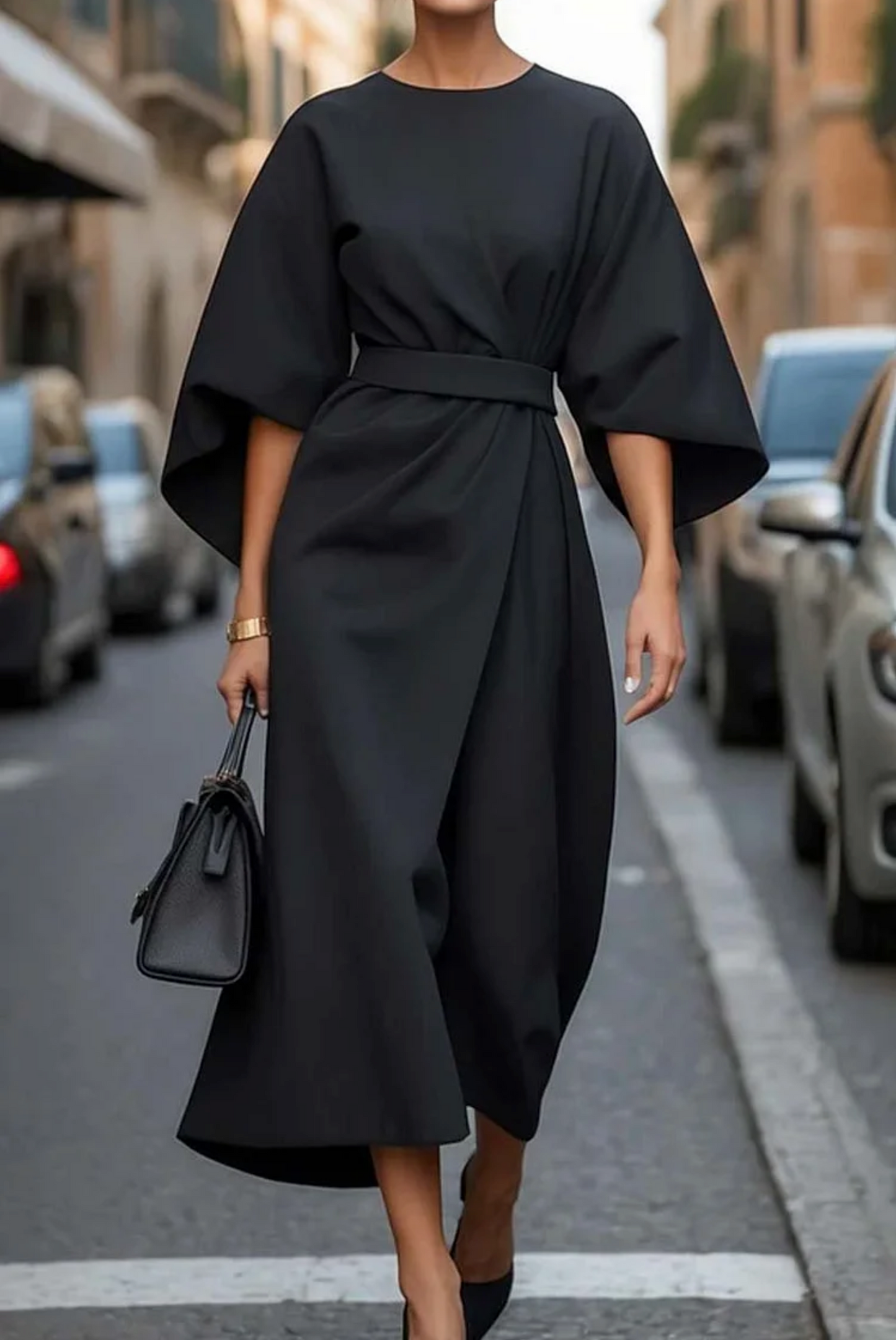 Clare - Szykowna suknia maxi z paskiem w talii
