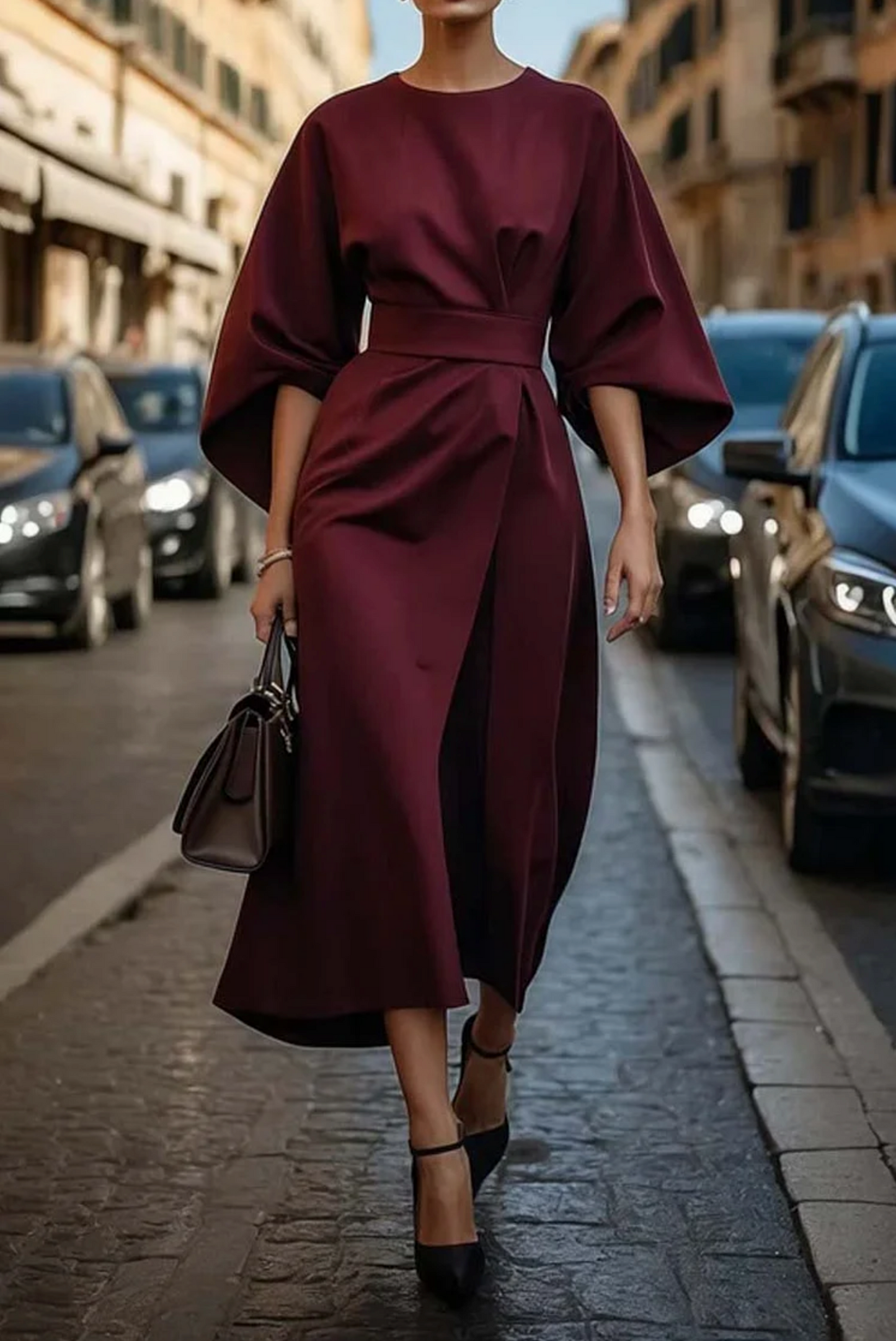 Clare - Szykowna suknia maxi z paskiem w talii
