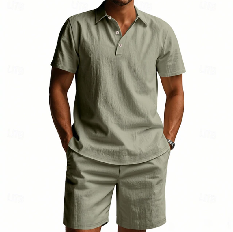 Oddychający komplet męski z krótkim rękawem i szortami