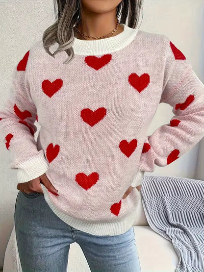 Damski Sweter Z Motywem Serc