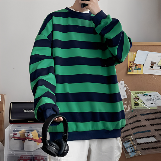 Christian - Oversized-sweterek z dzianiny w paski dla mężczyzn