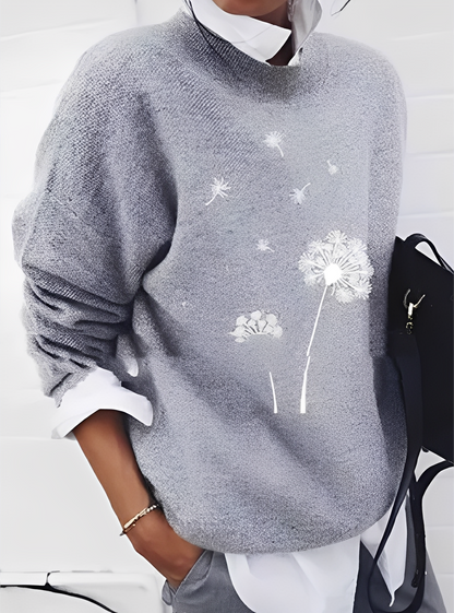 Milly - Stylowy, luźno szyty sweter z nadrukiem dla kobiet